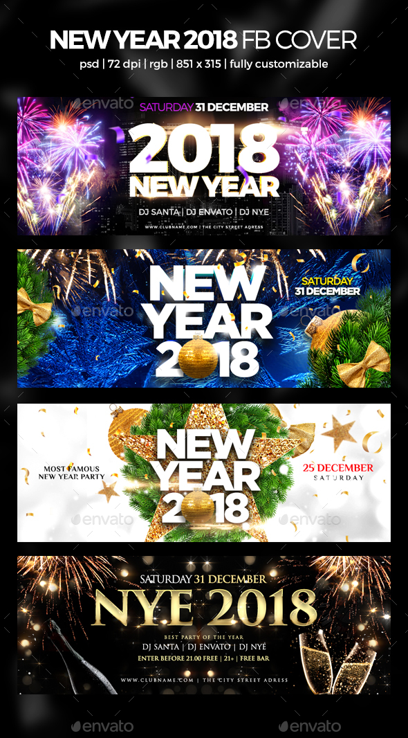 New Year Facebook Cover - Social Media Web Elements