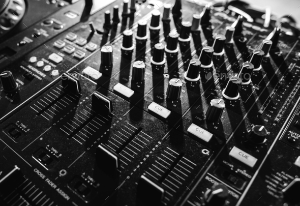 Sound mixer volume buttons grayscale - Stock Photo - Images