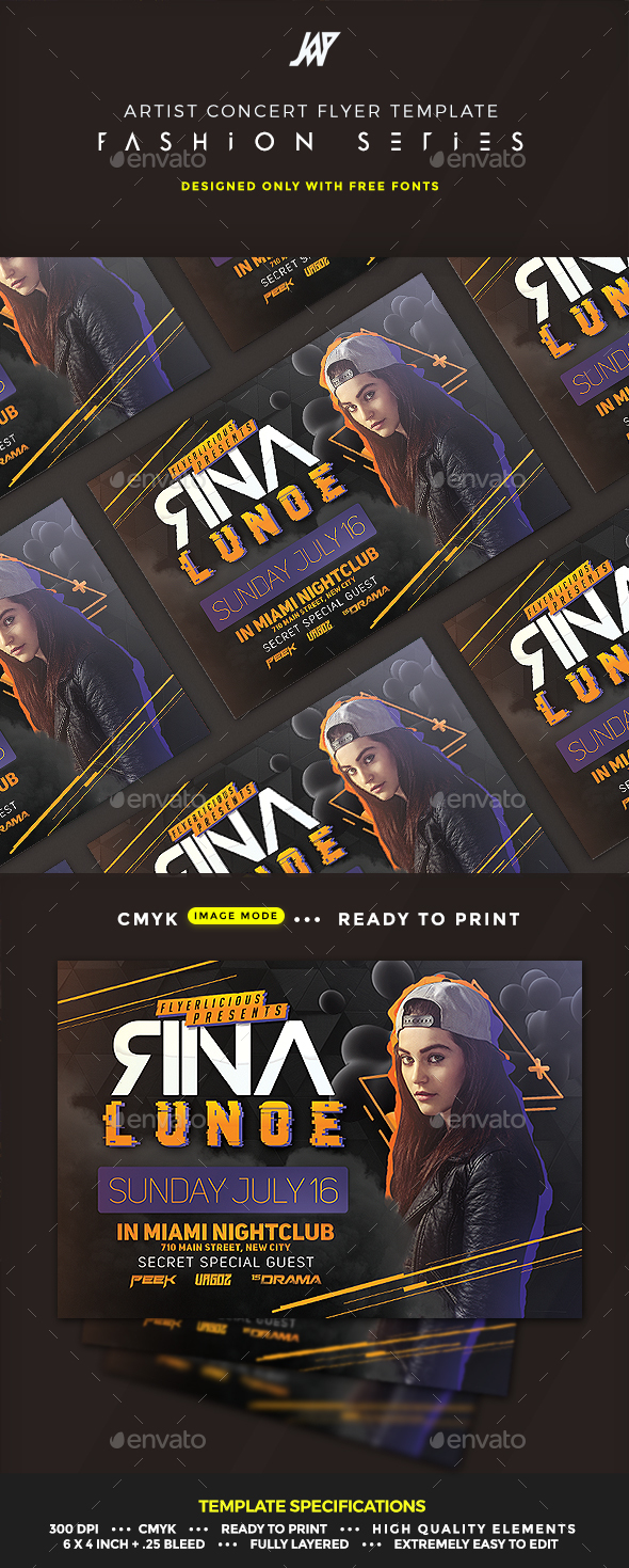 Artist Concert Event or Party Flyer - Clubs & Parties Events