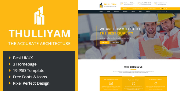 Thulliyam Architecture Construction PSD Template - Business Corporate