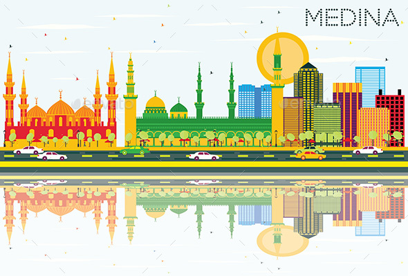 GraphicRiver Medina Skyline with Color Buildings Blue Sky and Reflections 20907699 GraphicRiver Medina Skyline with Color Buildings Blue Sky and Reflections 20907699