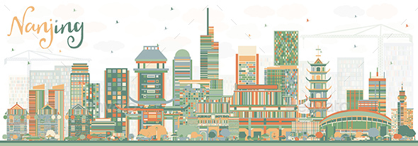 GraphicRiver Nanjing China Skyline with Color Buildings 20907700 GraphicRiver Nanjing China Skyline with Color Buildings 20907700