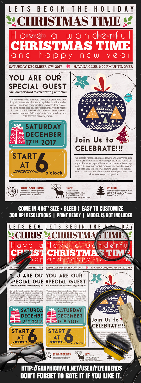 Newspaper Christmas Flyer Card