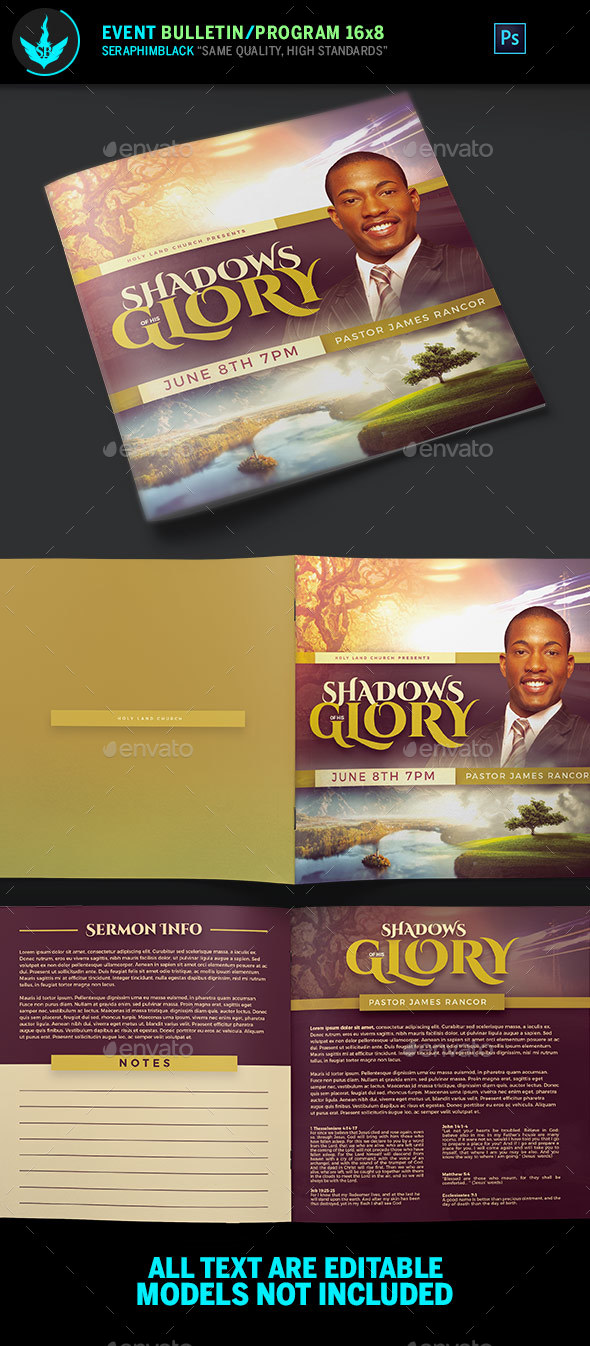 Shadows of His Glory Church Bulletin Template - Informational Brochures