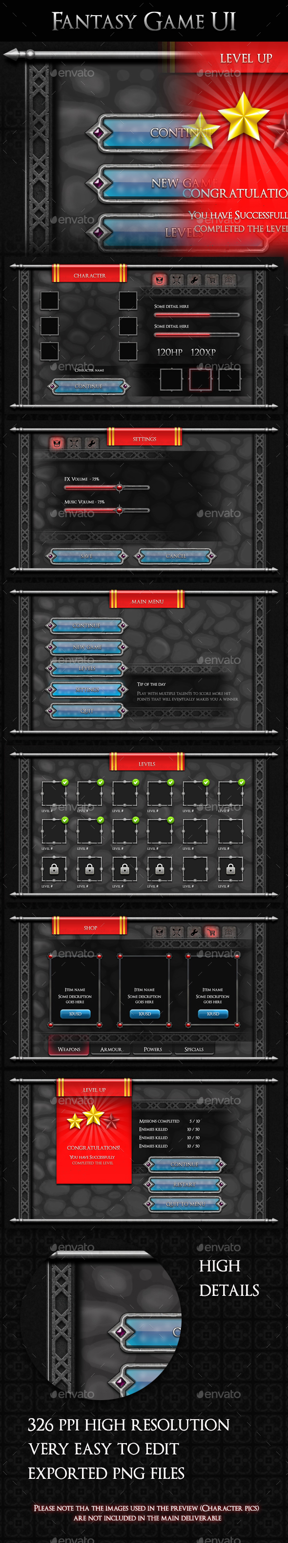 Fantasy Game UI - V2 - User Interfaces Game Assets