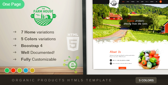 The Farm House - One Page Organic Food, Fruit and Vegetables Products HTML5 Template - Food Retail