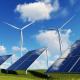 Wind Turbines and Solar Panels on Green Field - VideoHive Item for Sale