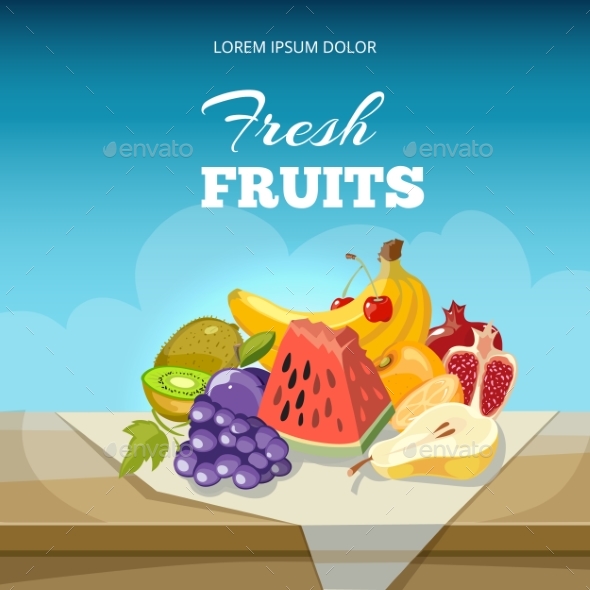 GraphicRiver Fruits Concept Vector Background Food Poster 20908785