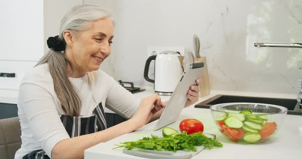 Woman Kitchen Vegetables Tablet