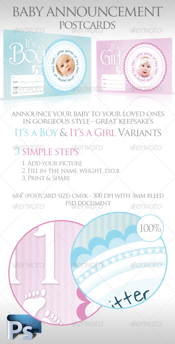Baby Announcement Postcards - Family Cards & Invites