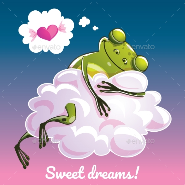 GraphicRiver Greeting Card with a Cartoon Frog on the Cloud 20909075