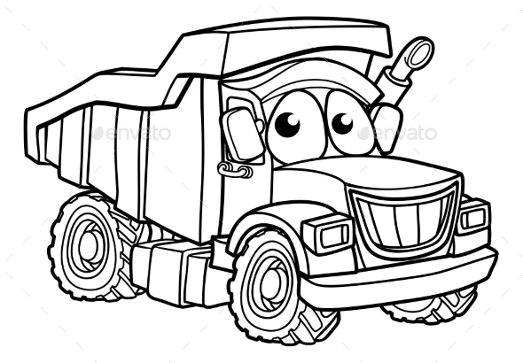 GraphicRiver Cartoon Character Dump Truck 20909269 GraphicRiver Cartoon Character Dump Truck 20909269