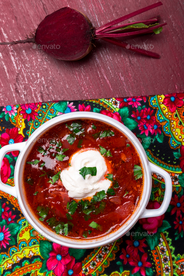 Ukrainian traditional borsch. - Stock Photo - Images
