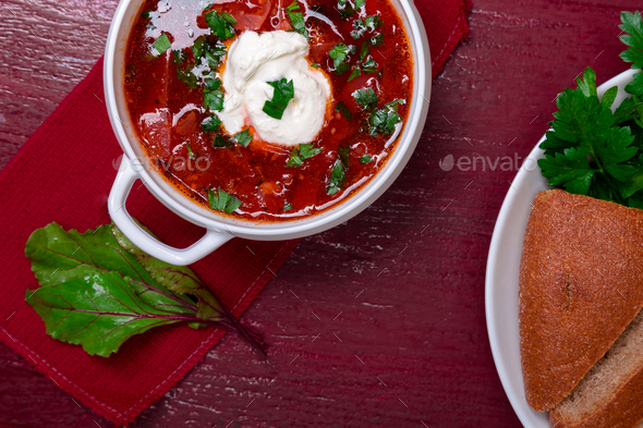 Ukrainian traditional borsch. - Stock Photo - Images