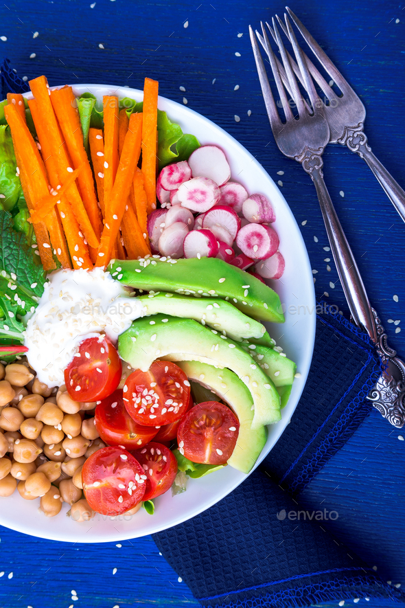 Vegan buddha bowl. Vegetarian, healthy, detox food concept. - Stock Photo - Images