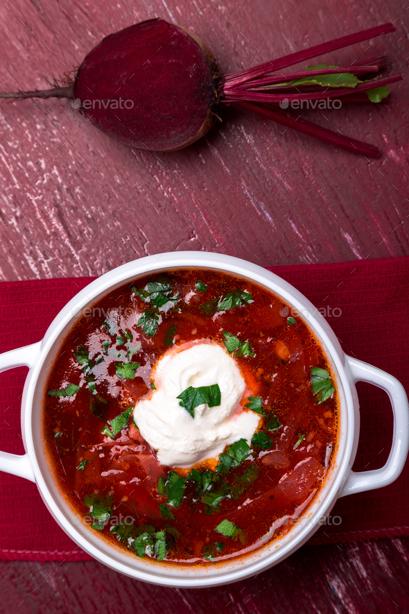 Ukrainian traditional borsch. - Stock Photo - Images