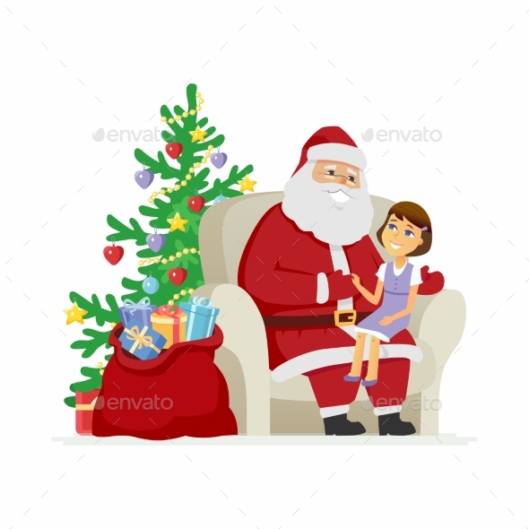 Santa and a Girl - Christmas Seasons/Holidays