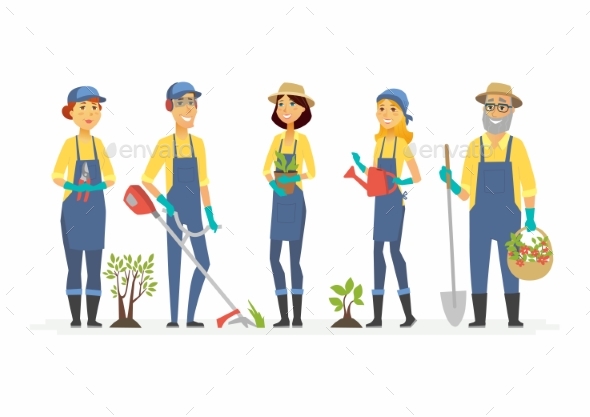 Gardeners with Tools - People Characters