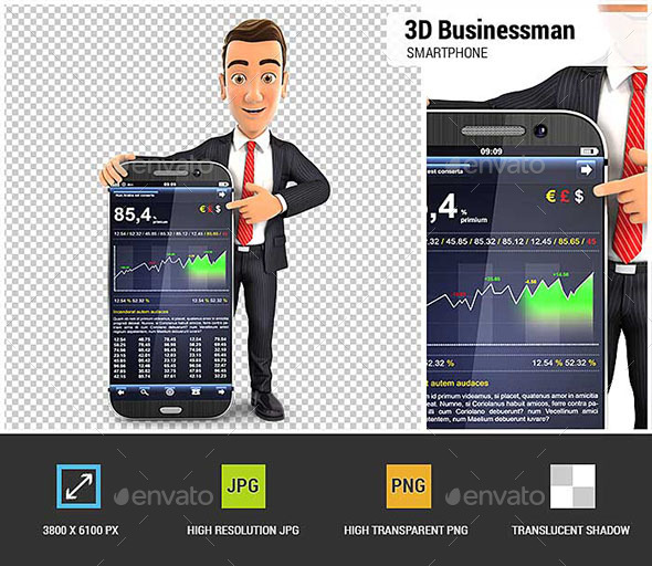 GraphicRiver 3D Businessman Statistics Smartphone 20910631 GraphicRiver 3D Businessman Statistics Smartphone 20910631