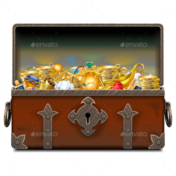 Vector Old Pirate Forged Chest with Gold - Miscellaneous Vectors