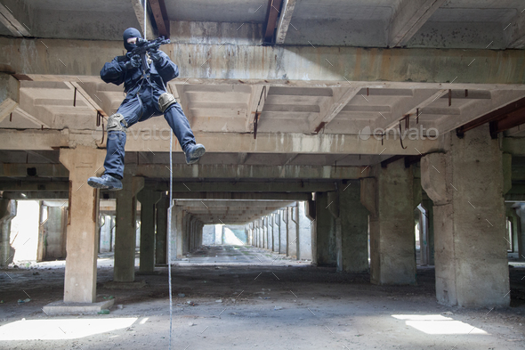 rappeling assault - Stock Photo - Images