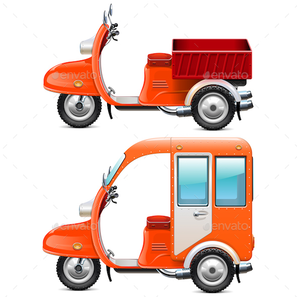 Vector Orange Scooters Set 2 - Industries Business