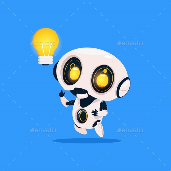 Robot Hold Light Bulb - Computers Technology