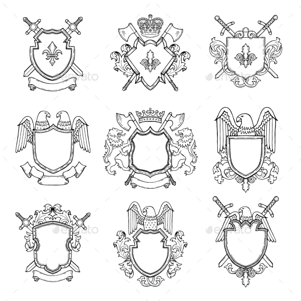 GraphicRiver Template of Heraldic Emblems for Different Design 20911884 GraphicRiver Template of Heraldic Emblems for Different Design 20911884
