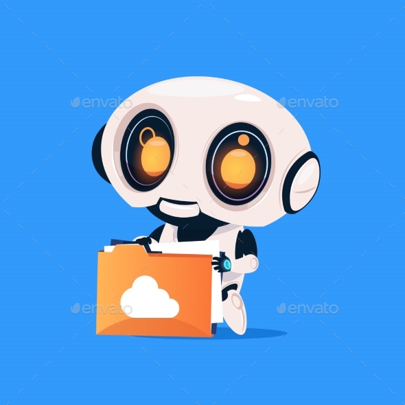 Robot Holds Folder - Computers Technology