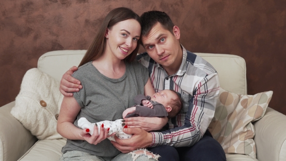 Happy Family with Newborn Baby, Stock Footage | VideoHive