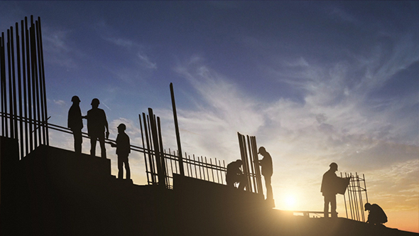 Construction Site Workers Silhouette