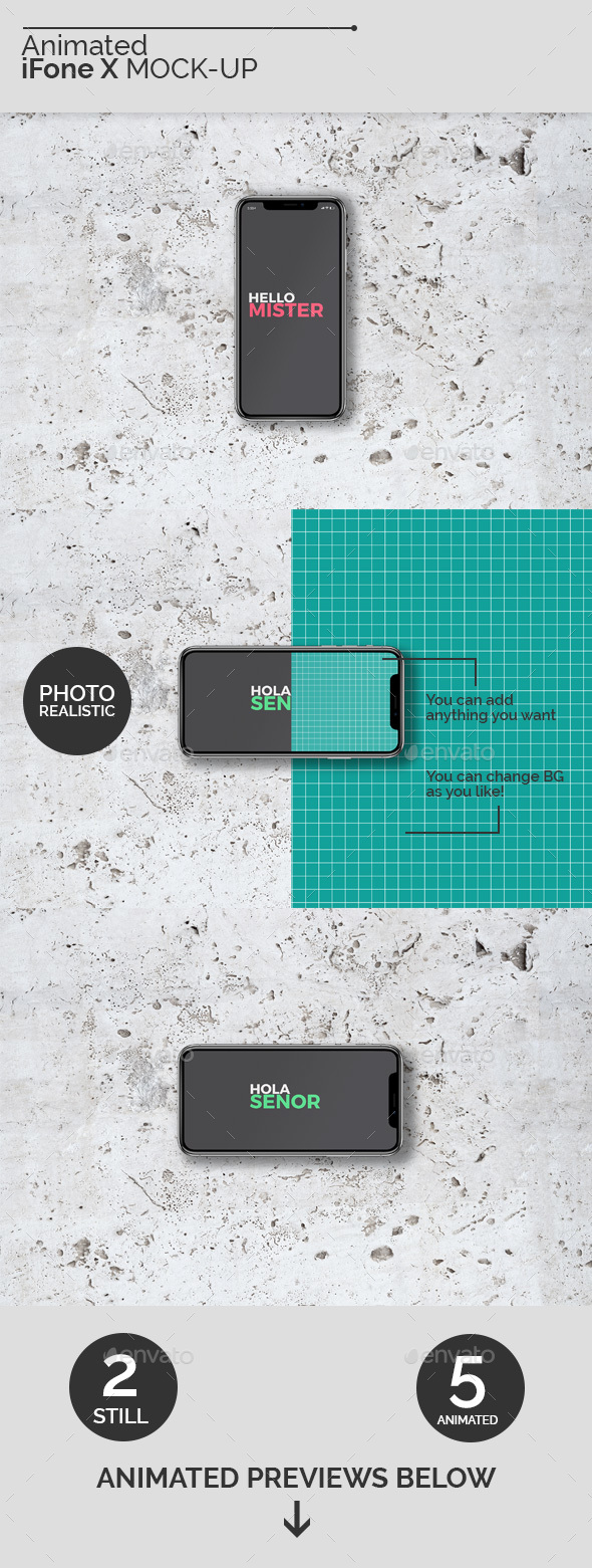 Animated iFone X Mock-Ups - Mobile Displays
