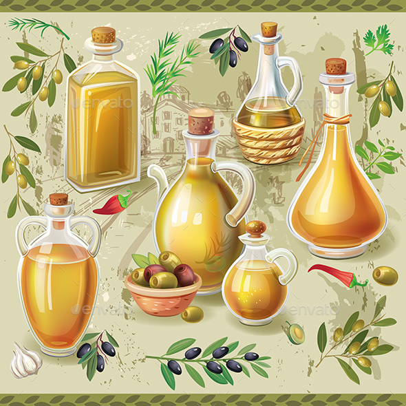 GraphicRiver Set of Bottles with Oive Oil 20913087 GraphicRiver Set of Bottles with Oive Oil 20913087