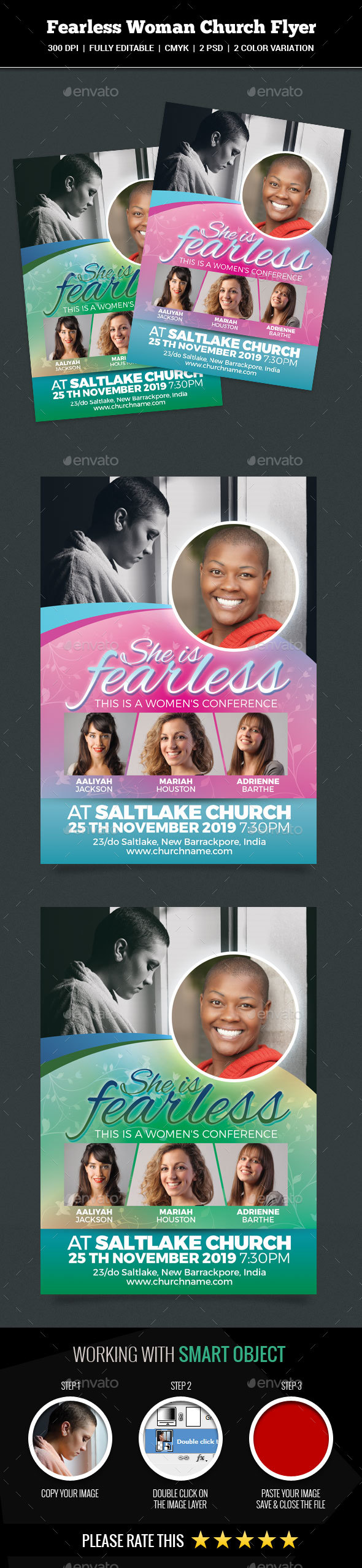 GraphicRiver Fearless Woman Church Flyer 20913342 GraphicRiver Fearless Woman Church Flyer 20913342