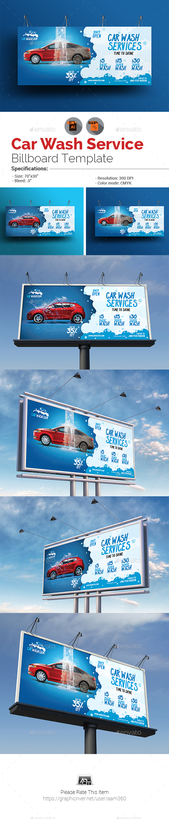 GraphicRiver Car Wash Billboard 20913639 GraphicRiver Car Wash Billboard 20913639