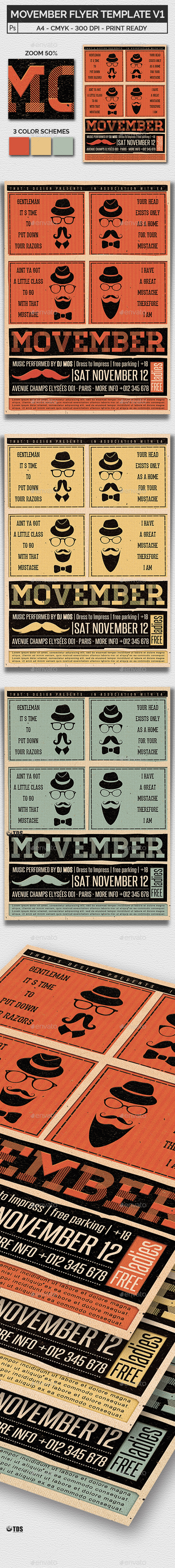 Movember Flyer Template V1 - Clubs & Parties Events