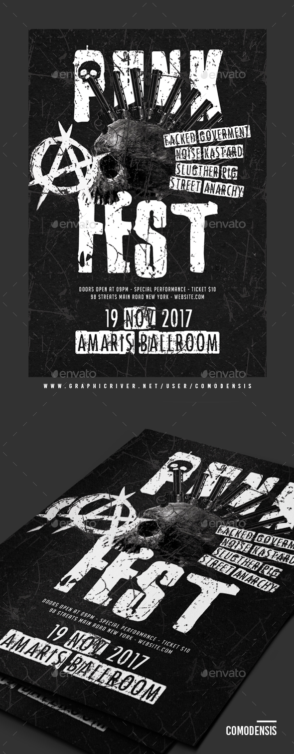 Punk Rock Festival or Concert Flyer - Concerts Events