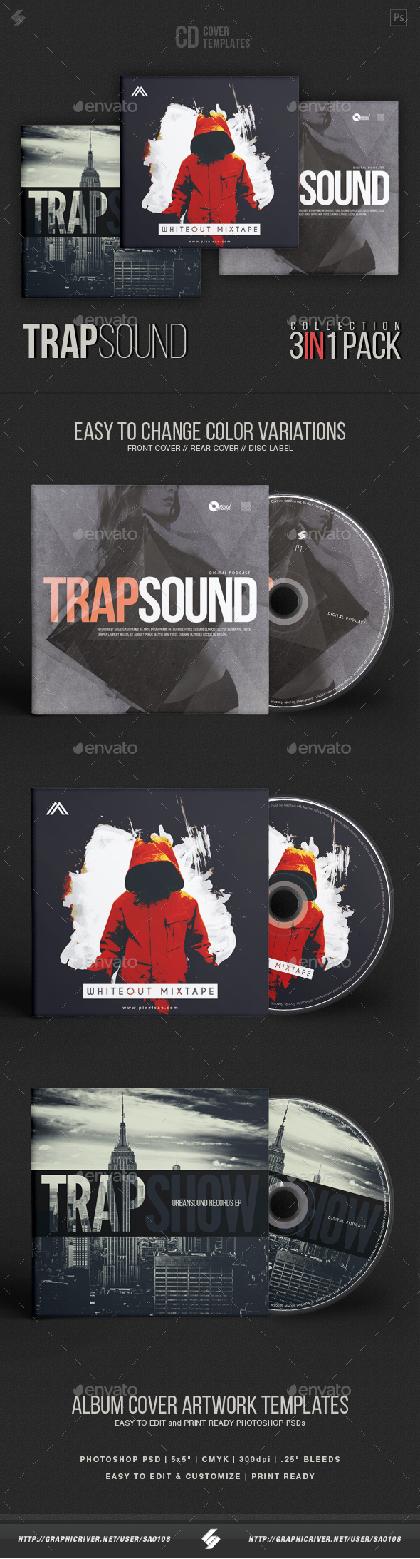 GraphicRiver Trap Sound Collection CD Cover Artwork Templates Bundle 20916313 GraphicRiver Trap Sound Collection CD Cover Artwork Templates Bundle 20916313
