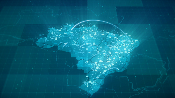 Globalization Brazil Map Animation 4K