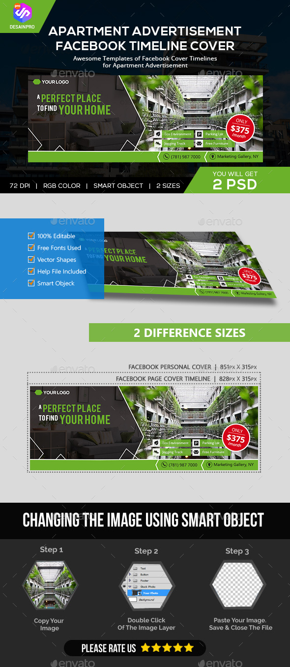 Facebook Cover Apartment Business - AN1 - Banners & Ads Web Elements