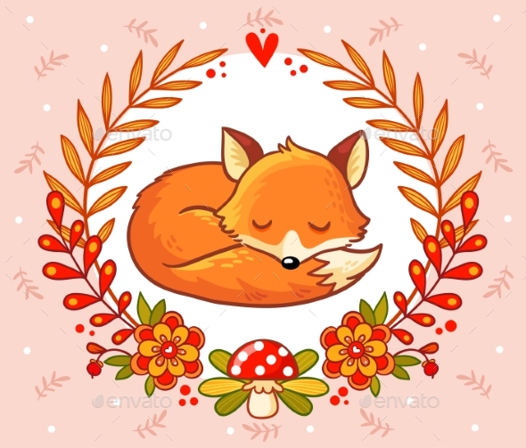 GraphicRiver Vector Greeting Card with a Fox 20918495 GraphicRiver Vector Greeting Card with a Fox 20918495