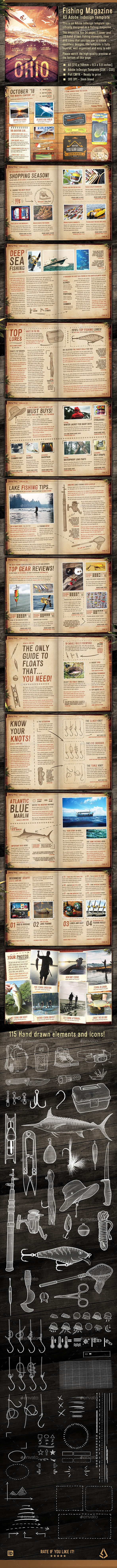 GraphicRiver Fishing Magazine Template 24 Pages 115 Hand Drawn elements A5 InDesign 20905014