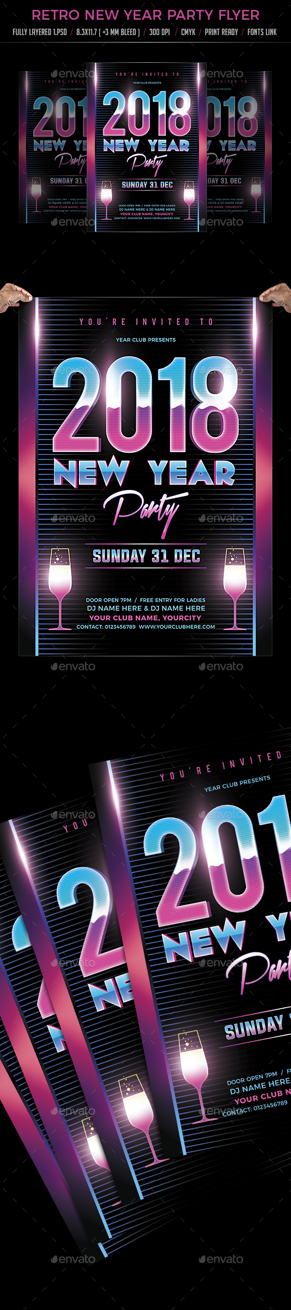 Retro New Year Party Flyer