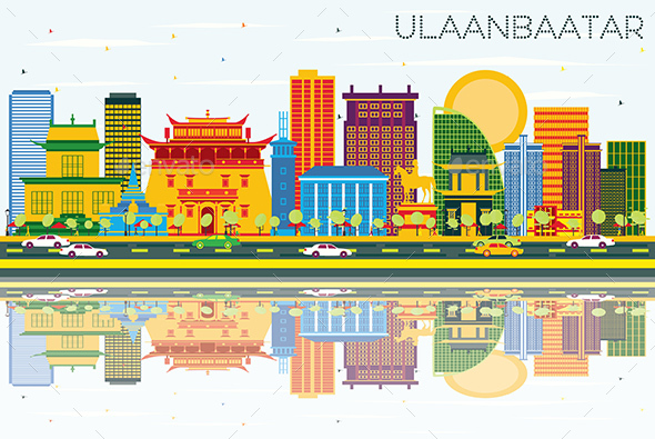 GraphicRiver Ulaanbaatar Skyline with Color Buildings Blue Sky and Reflections 20920803 GraphicRiver Ulaanbaatar Skyline with Color Buildings Blue Sky and Reflections 20920803
