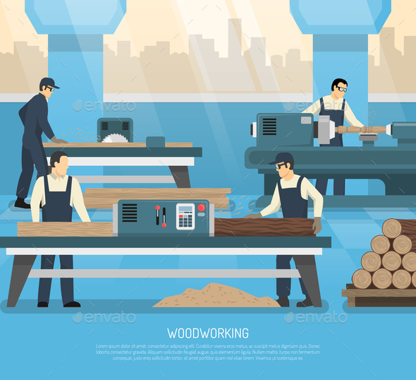 GraphicRiver Wood Works Flat Composition 20921376