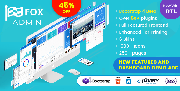 Fox - Multipurpose Bootstrap 4 Admin Dashboard Template + UI Kit - Admin Templates Site Templates