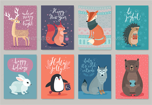 Christmas Animals Card Set