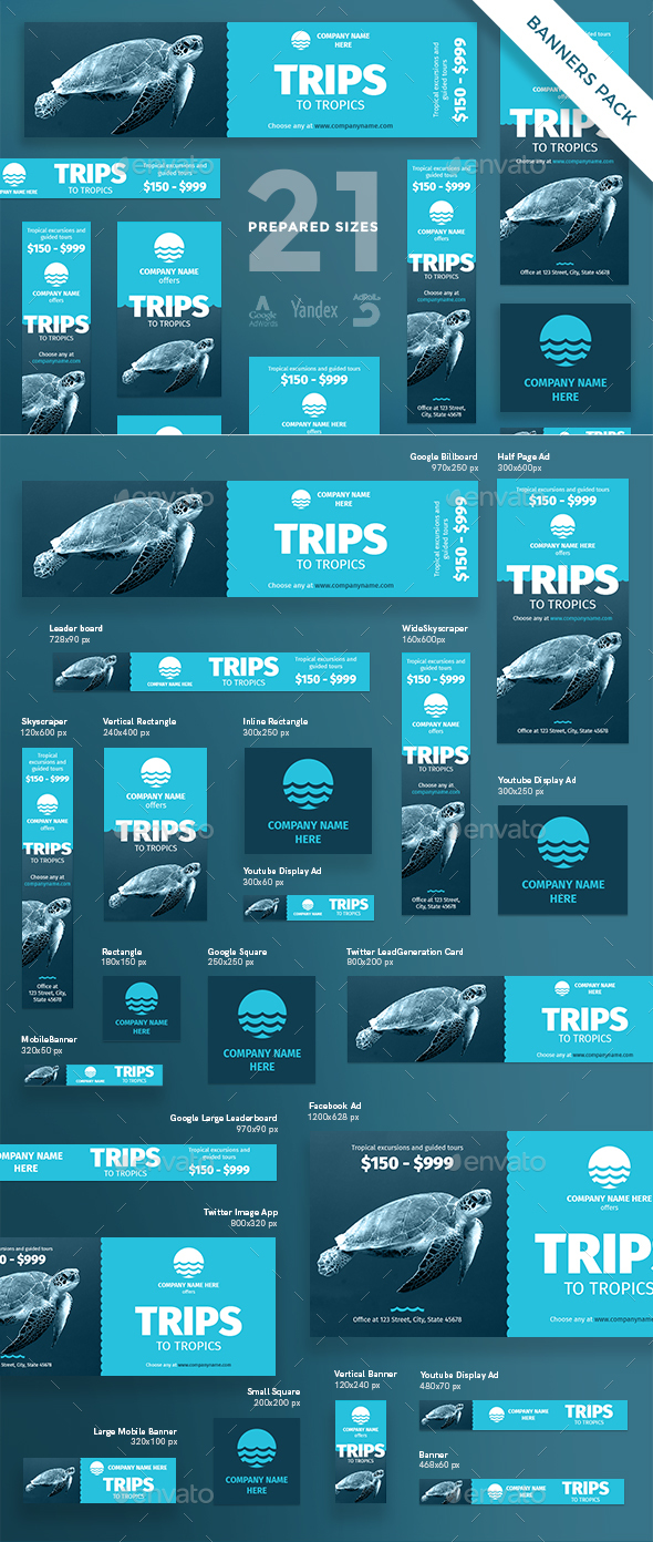 Travel Banner Pack - Banners & Ads Web Elements