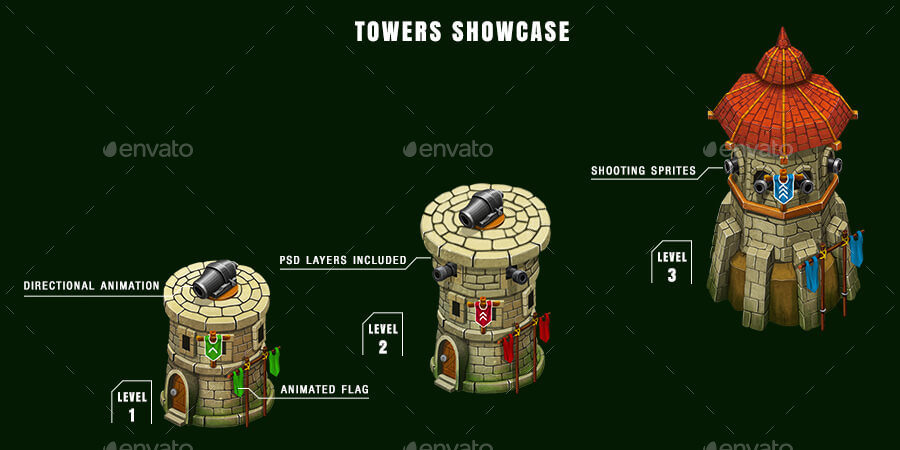 Isometric Tower Defense Game Kit 3 of 3 w character sprites & more by ...