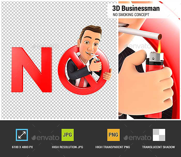 GraphicRiver 3D Businessman No Smoking Concept 20922481 GraphicRiver 3D Businessman No Smoking Concept 20922481